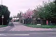 The station approach viewed from the main road between Reading and Wokingham