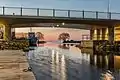 Bridge over port on the shore of Lake Peipus