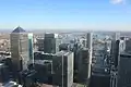 East view of Canary Wharf from 75th floor, December 2022.