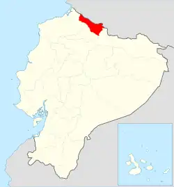 Location of Carchi Province in Ecuador.