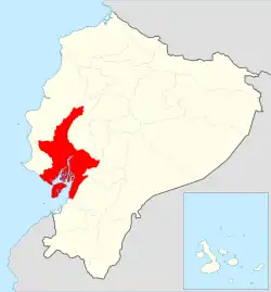 Location of Guayas Province in Ecuador