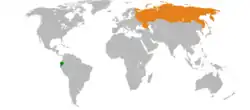 Map indicating locations of Ecuador and Russia