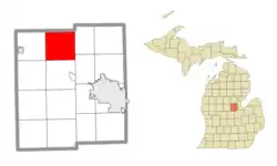 Location within Midland County and the state of Michigan