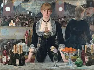 A Bar at the Folies-Bergère; by Édouard Manet; 1881–1882; oil on canvas; 0.96 × 1.30 cm.; Courtauld Institute of Art (London)