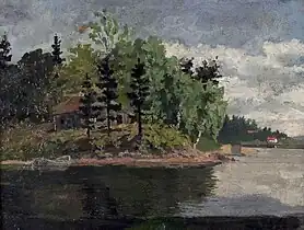 From Sandviken, c. 1882, oil on cardboard, 20 x 25 cm, Flaten Art Museum