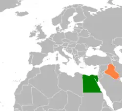 Map indicating locations of Egypt and Iraq