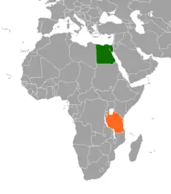 Map indicating locations of Egypt and Tanzania