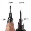 Graphite sculptures of the Eiffel tower with 2mm and 0.5mm lead