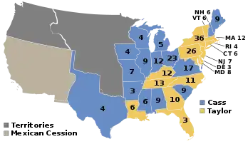 Electoral map, 1848 election