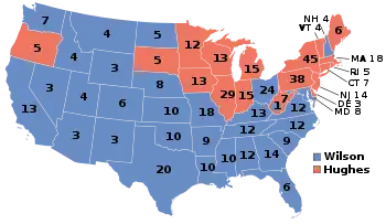 Electoral map, 1916 election