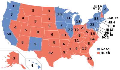 Electoral map, 2000 election