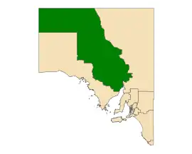 Map of South Australia with electoral district of Giles highlighted