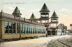 Baltimore's Electric Park originally was a horse track. Rides and similar attractions were added as amusement parks increased in popularity in the beginning of the 20th century.