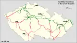 Electrified main lines in the Czech Republic