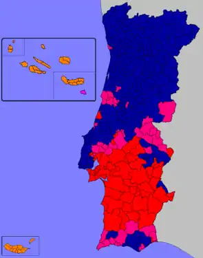 Most voted political force by municipality.