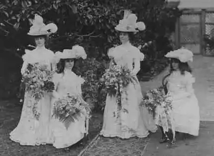 Elsie's bridesmaids - 18 April 1900; left to right: Elsie Parsons (half sister of bridegroom); Ada & Edith Bonython (sisters of the bride); Winifred Bonython (cousin of the bride)