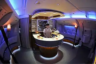 Emirates A380's onboard lounge and bar