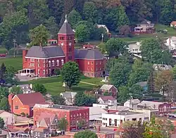 Emporium and the Cameron County Courthouse from the Whitmore Road vista