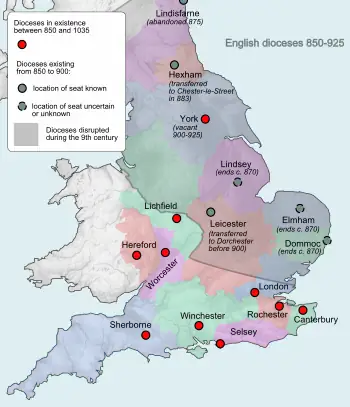 England diocese map pre-925