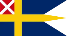 The common naval ensign and war flag of Sweden and Norway from 1815 to 1844.