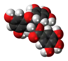 Space-filling model of the epigallocatechin gallate molecule