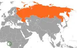 Map indicating locations of Equatorial Guinea and Russia