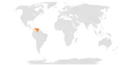 Map indicating locations of Equatorial Guinea and Venezuela