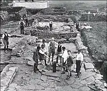 Eric Birley and other archaeologists in situ at a dig at Birdoswald