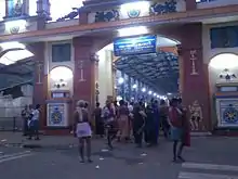 Temple entrance at night