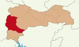 Map showing İliç District in Erzincan Province