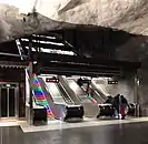 The escalators at Stadshagen Metro Station.