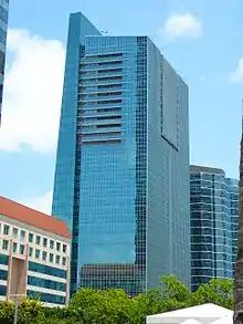 View of the backside of the tower from the pool deck of the Four Seasons hotel in May 2008