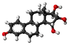 Ball-and-stick model of the estetrol molecule