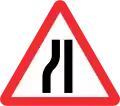 Road narrows on left