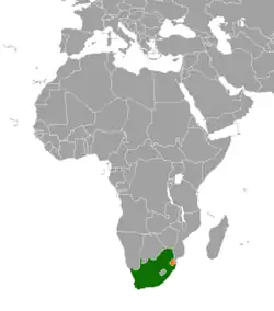 Map indicating locations of South Africa and Eswatini