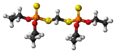 Ball-and-stick model of the ethion molecule