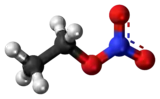 Ball-and-stick model of the ethyl nitrate molecule