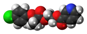 Space-filling model of the etofibrate molecule