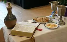 Communion setting at an Evangelical Lutheran Church in America (ELCA) worship service