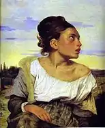 Eugène Delacroix, Girl Seated in a Cemetery (1824)