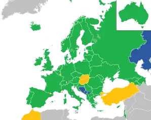 A coloured map of the countries of Europe