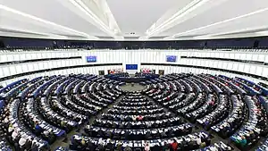 European Parliament hemicycle in Strasbourg, France