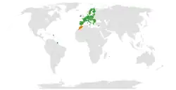 Map indicating locations of European Union and Morocco