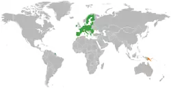 Map indicating locations of European Union and Papua New Guinea