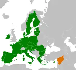 Map indicating locations of European Union and Syrian opposition