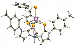 Structure of TmpTolZnSPh, a tetrahedral complex.