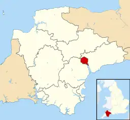 The District of Exeter including Topsham shown within Devon