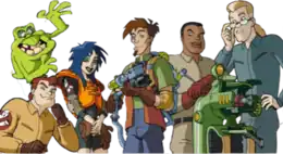 A screenshot of the smiling cast