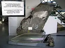 Tail and canopy of F-16CG shot down during the Operation Allied Force