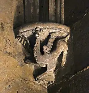 Gothic arch sculpture - a Harpy, half-woman, half bird  (15th century)